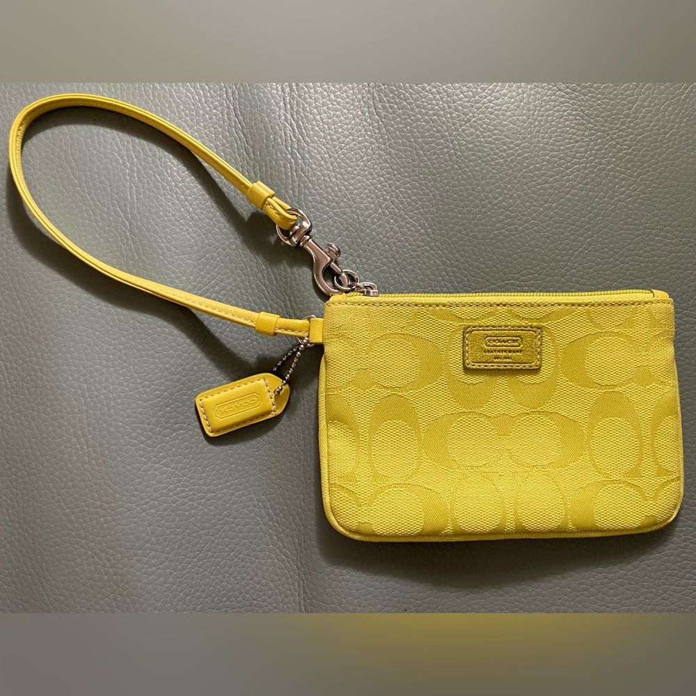 Lime green Coach Wristlet